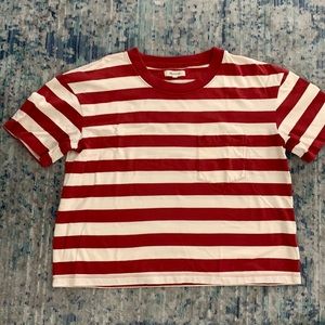 Madewell Stripe Boxy Cropped Cotton Tee. Size M. Gently Worn.